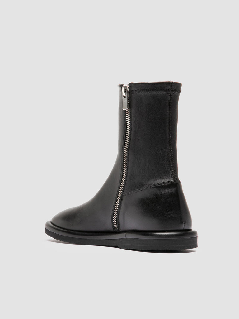 MARJORY 106 - Black Leather Zipped Boots