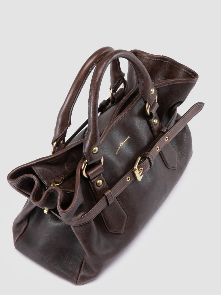 MEG 002 - Dark Brown Leather Handle Bag-hover