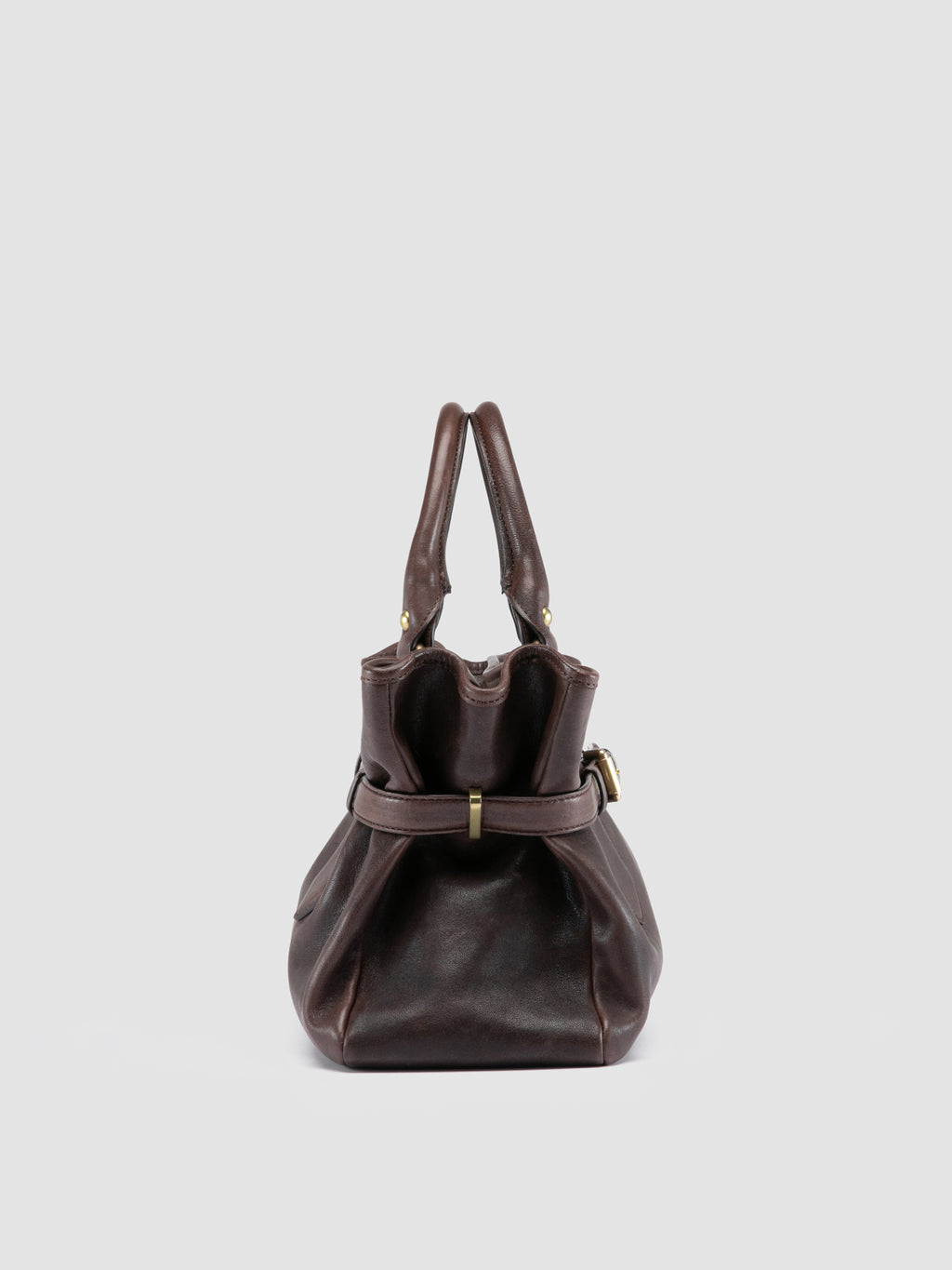 MEG 002 - Dark Brown Leather Handle Bag - 2