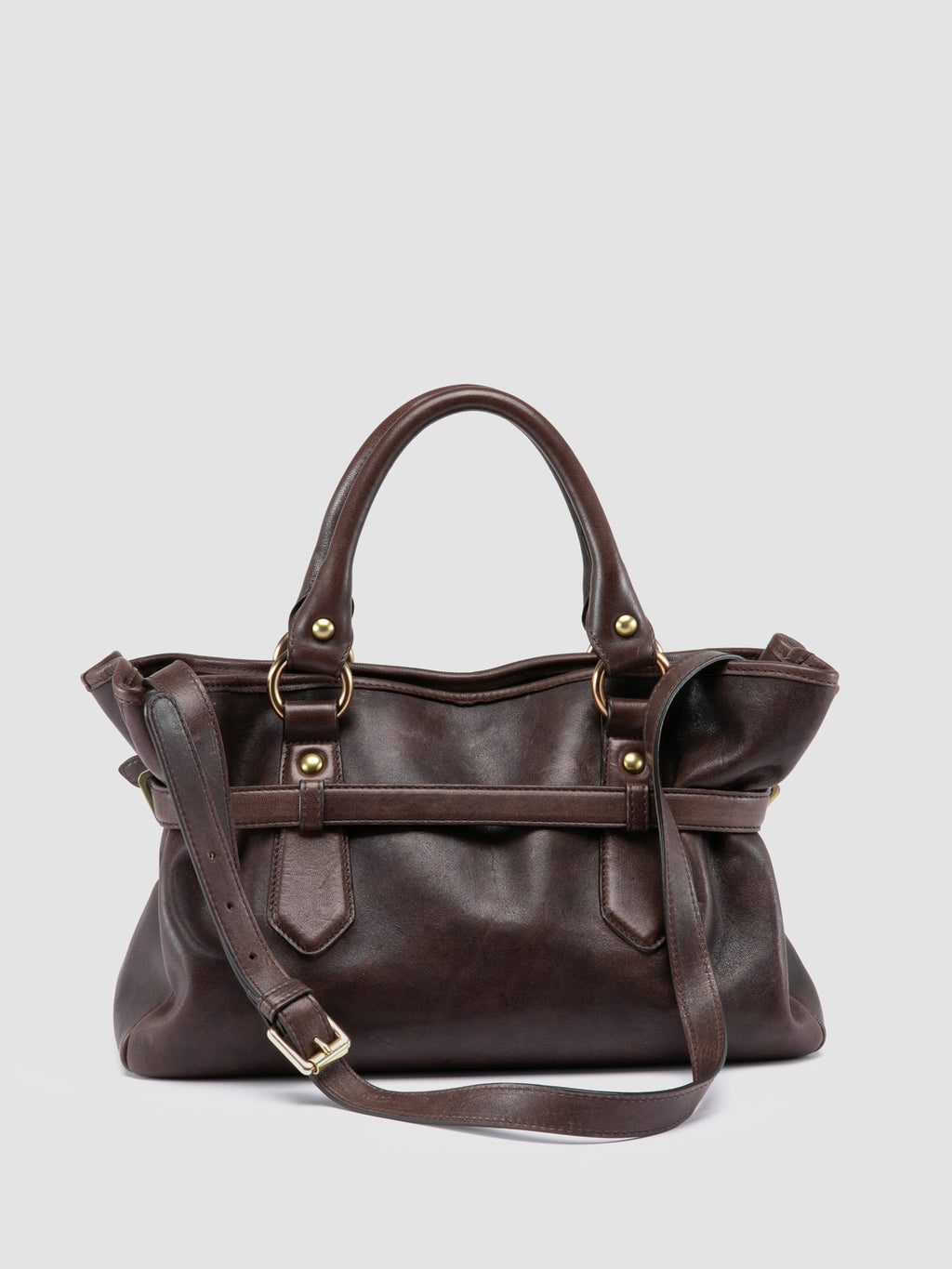 MEG 002 - Dark Brown Leather Handle Bag - 3