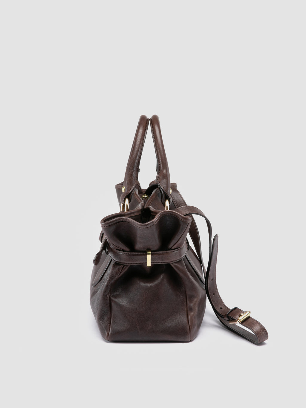 MEG 002 - Dark Brown Leather Handle Bag - 4