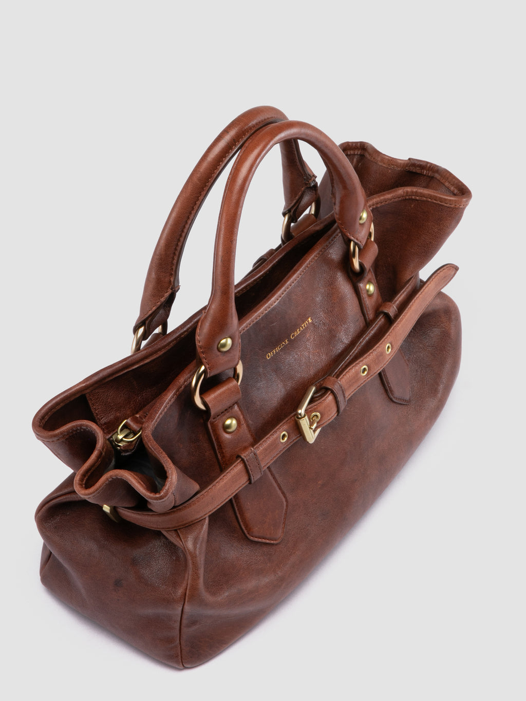 MEG 002 - Dark Brown Leather Handle Bag - 1