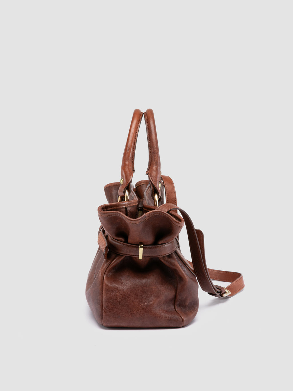MEG 002 - Dark Brown Leather Handle Bag - 4