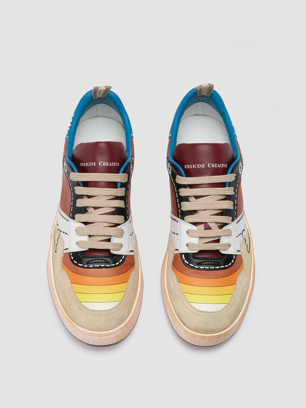 FEMME NEO PSYCHEDELIC SUN 241 - Multicolour Leather and Suede Low Top Sneakers Women Officine Creative - 2