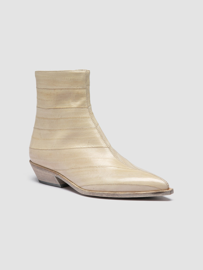 NOELIE DD 109 - White Leather Zipped Boots