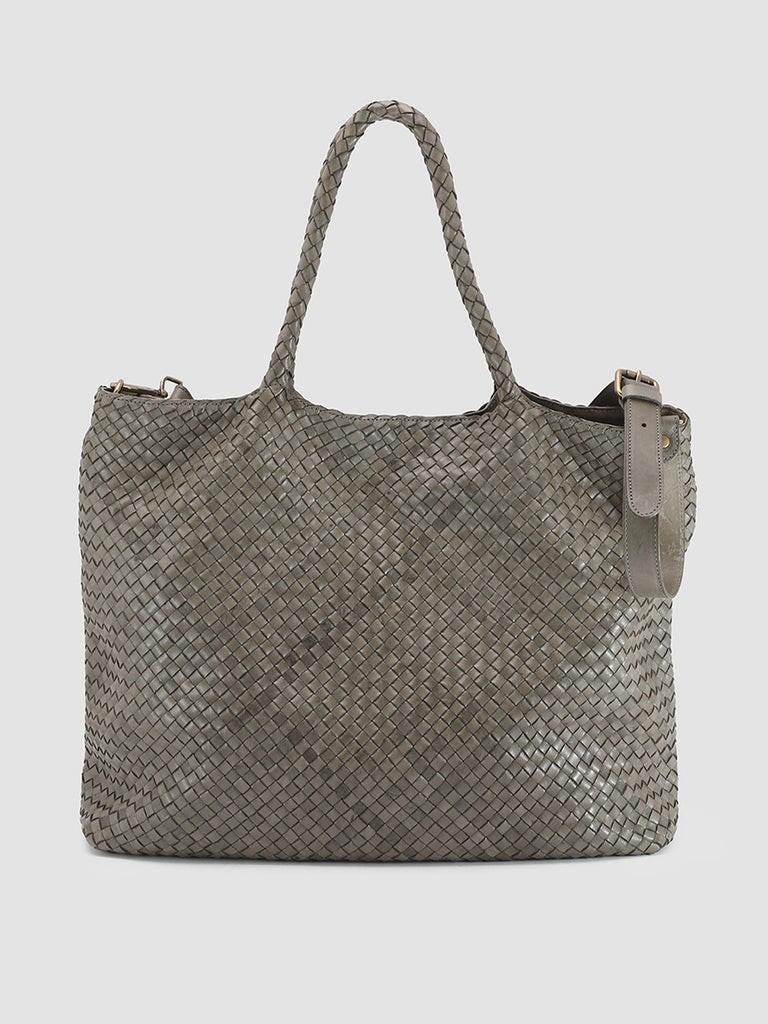 OC CLASS 35 Woven Cinder - Taupe Leather Shoulder Bag