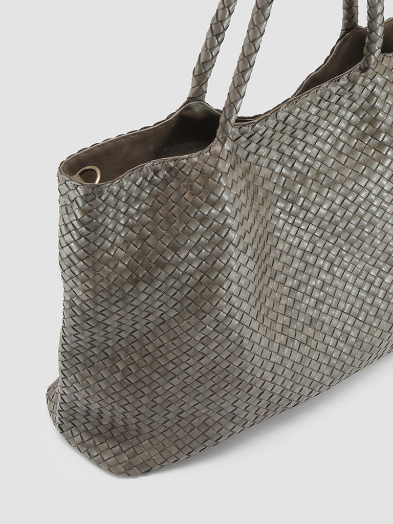 OC CLASS 35 Woven Cinder - Taupe Leather Shoulder Bag