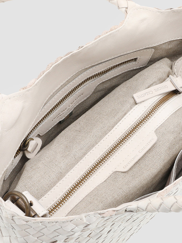 OC CLASS 48 - White Woven Leather tote bag