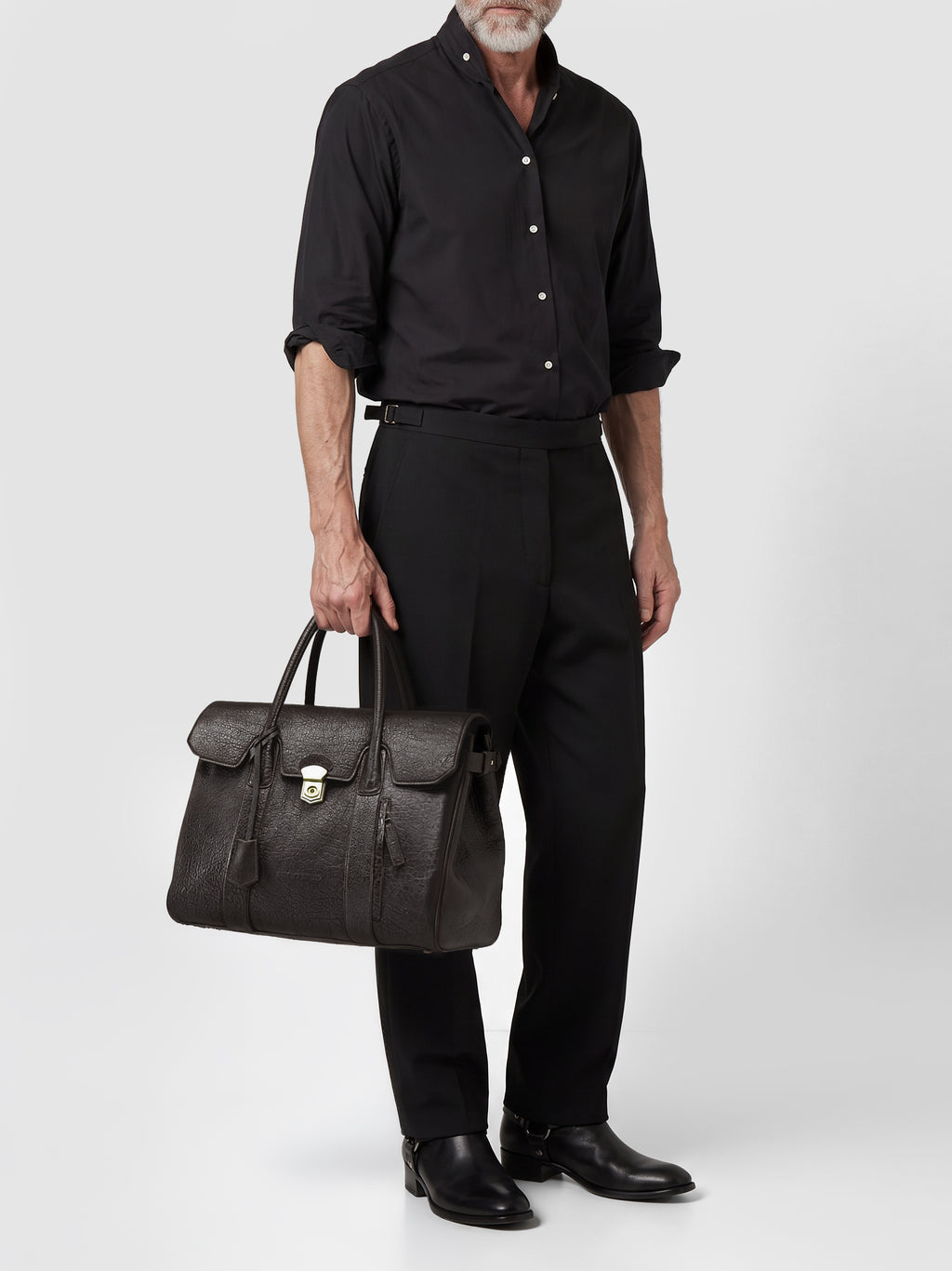 BOSTONIAN 002 - Brown Leather Briefcase - image 2,side view