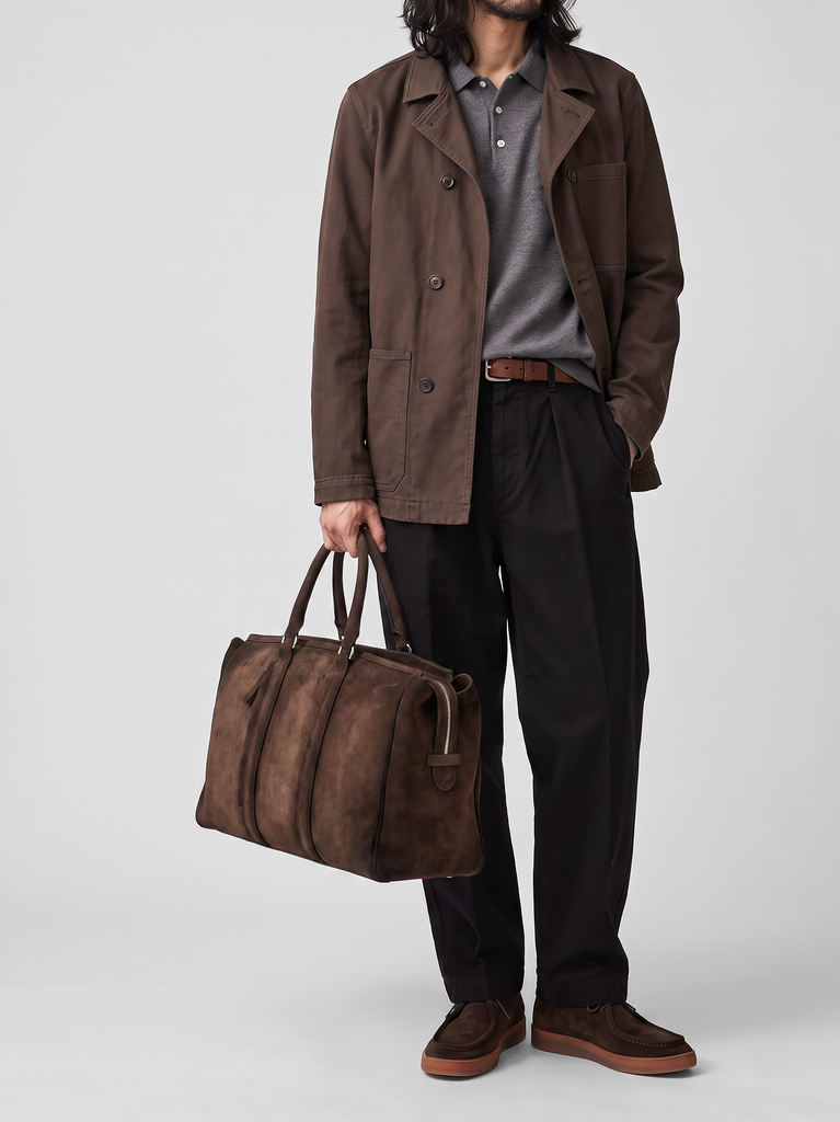 QUENTIN 009 - Dark Brown Suede Bag