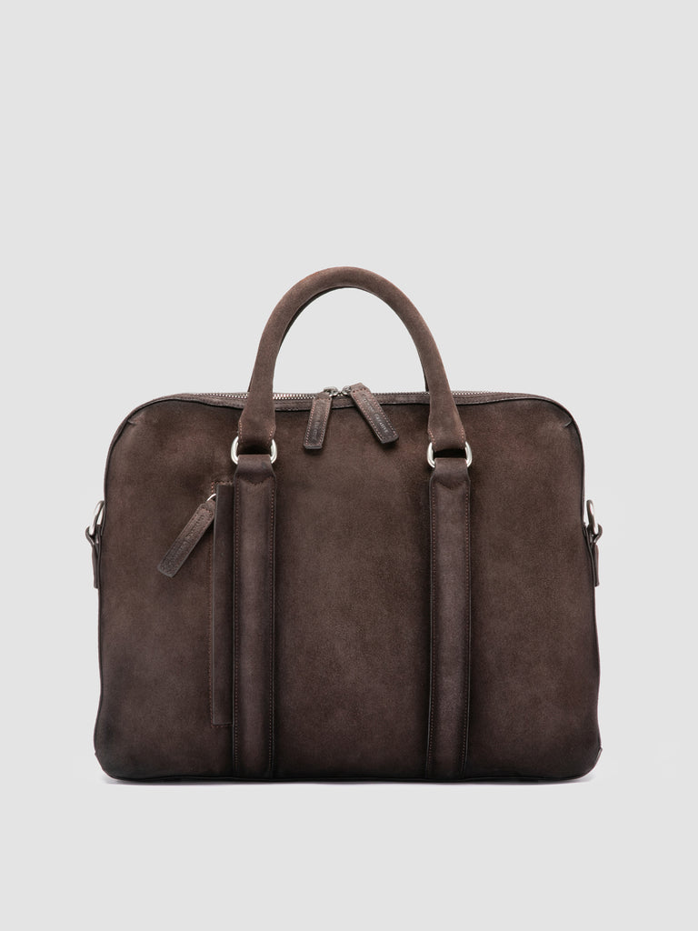 QUENTIN 019 - Dark Brown Suede Briefcase