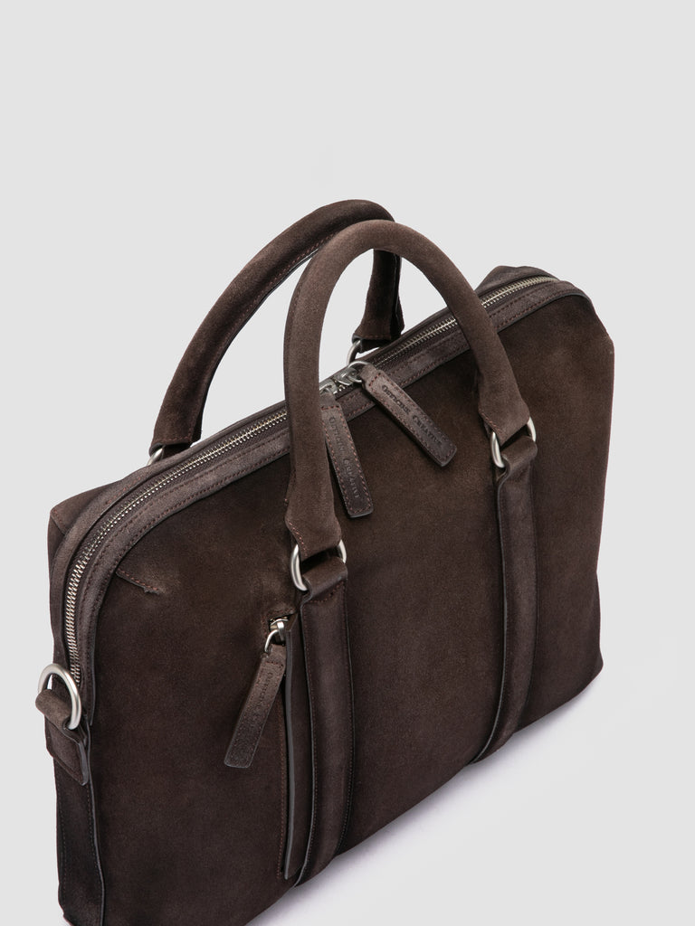 QUENTIN 019 - Dark Brown Suede Briefcase-hover