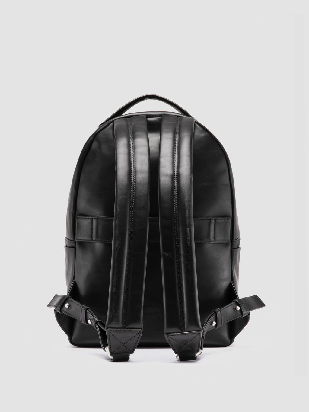 QUENTIN 020 - Black Leather Backpack - image 4,side view