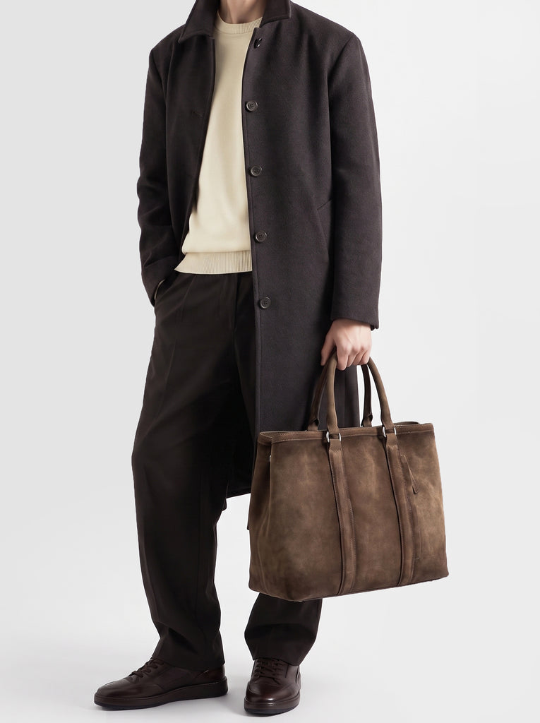 QUENTIN 021 - Brown Suede Briefcase