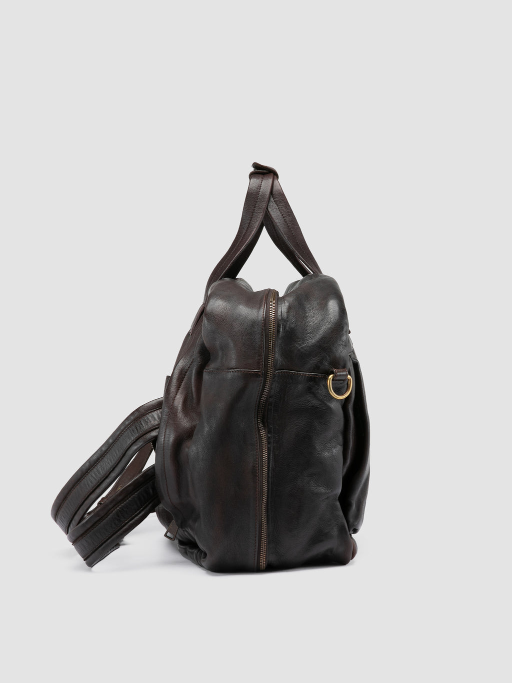 HELMET 056 - Brown Leather Weekender - image 4,side view