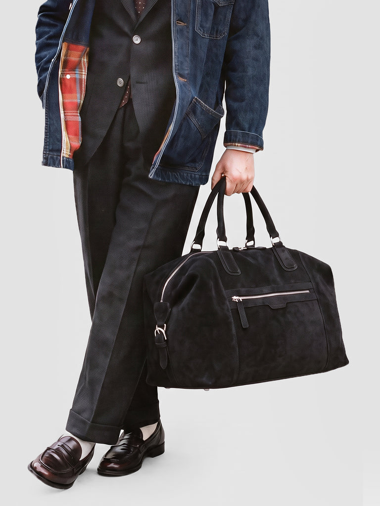 JULES 006 - Black Suede Travel Bag