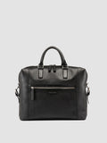 JULES 007 - Black Leather Briefcase - thumb image 1,side view