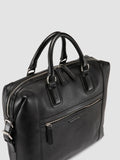JULES 007 - Black Leather Briefcase - thumb image 2,side view