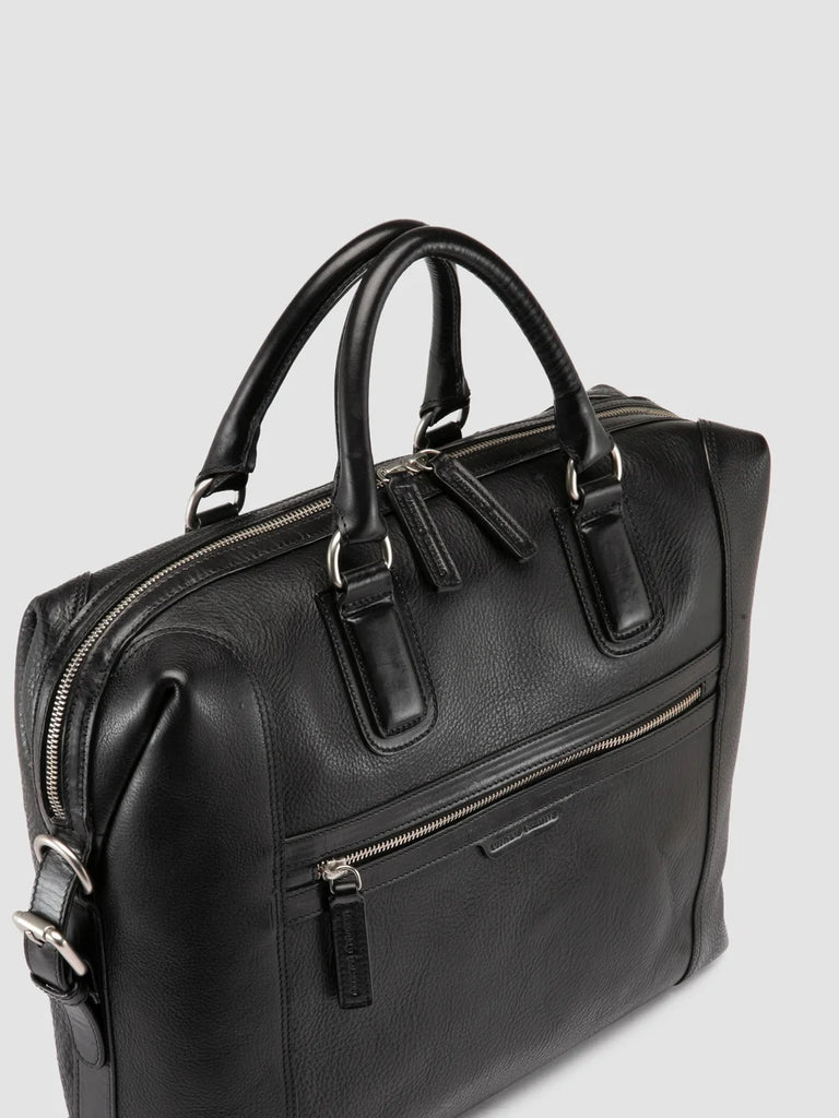 JULES 007 - Black Leather Briefcase-hover