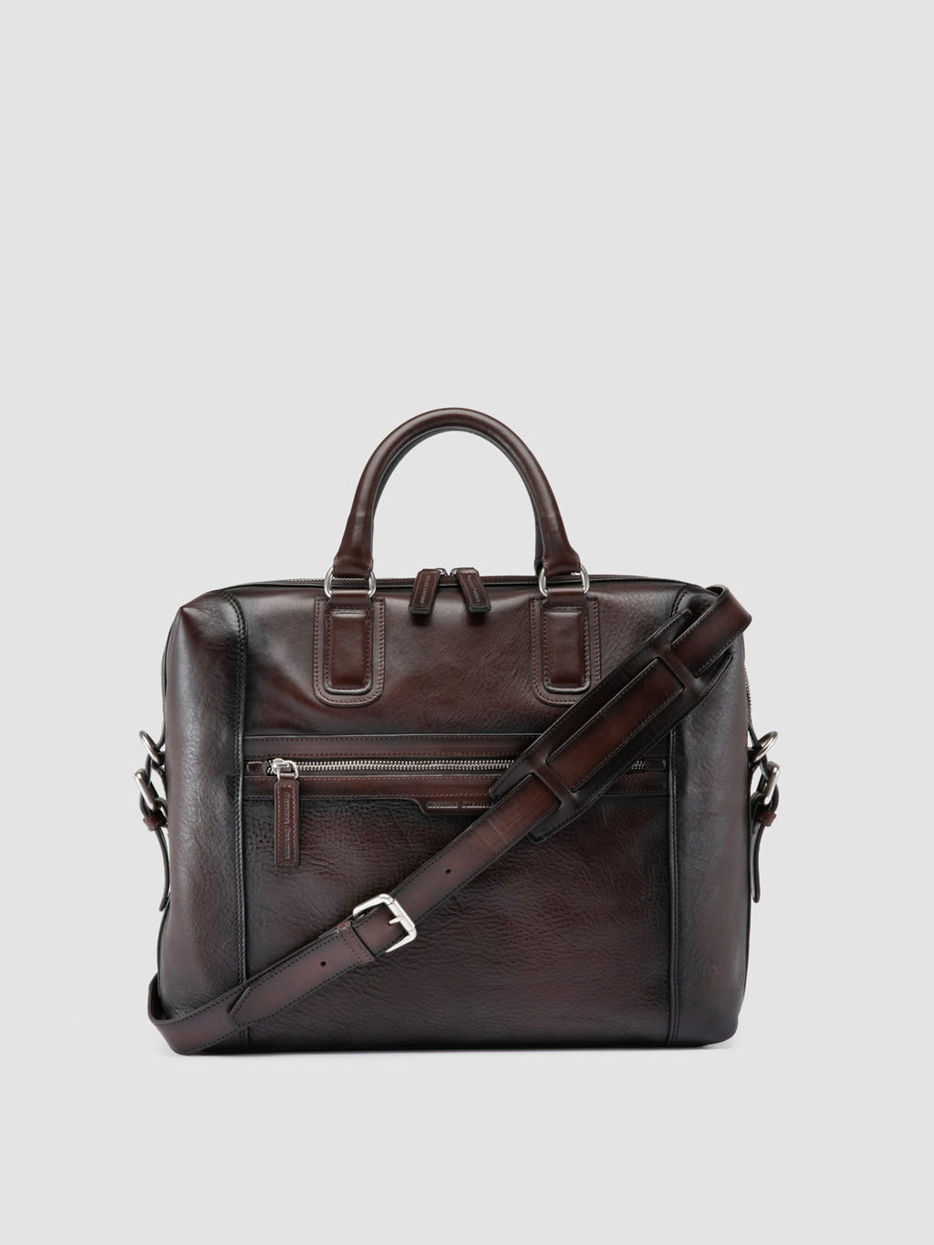 JULES 007 - Brown Leather Briefcase - image 1,side view
