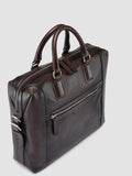 JULES 007 - Brown Leather Briefcase - thumb image 2,side view