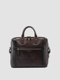JULES 007 - Brown Leather Briefcase - thumb image 3,side view