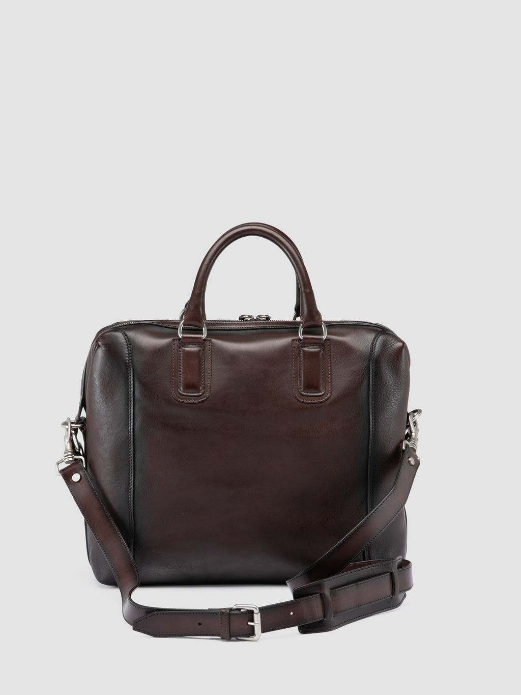 JULES 007 - Brown Leather Briefcase - image 5,side view