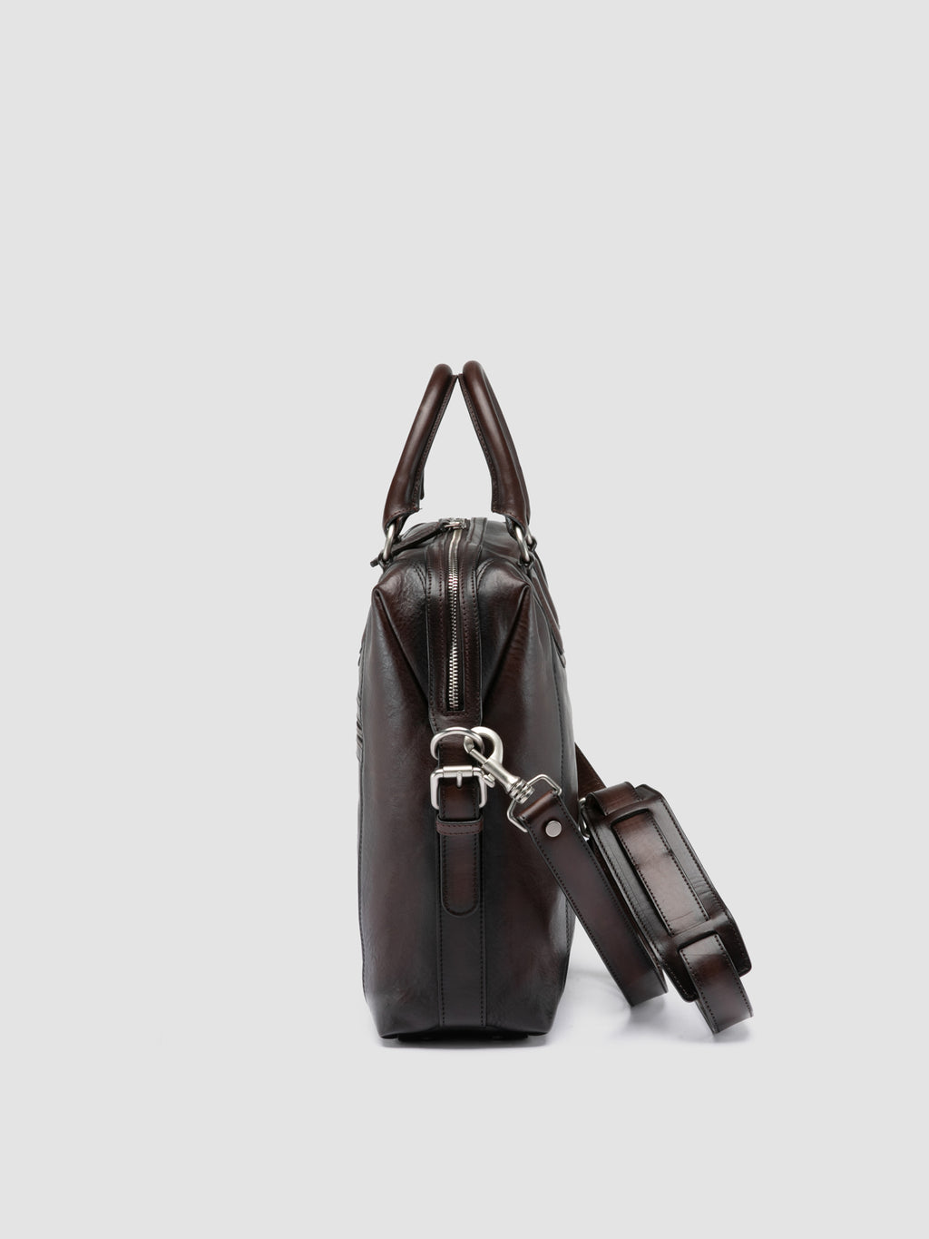 JULES 007 - Brown Leather Briefcase - image 6,side view