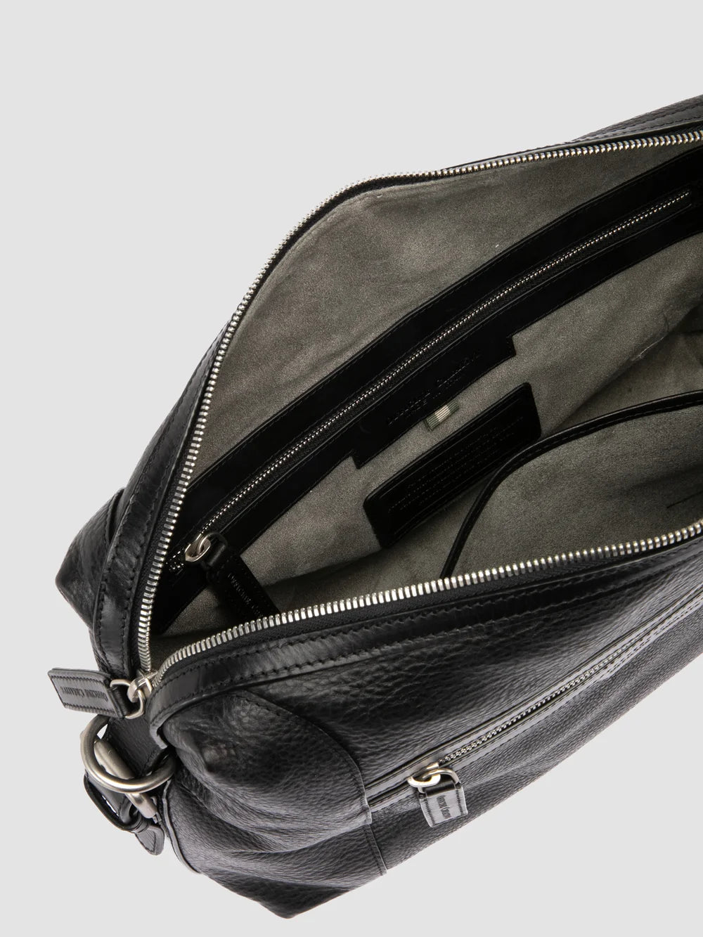 JULES 009 - Black Leather Briefcase - image 6,side view