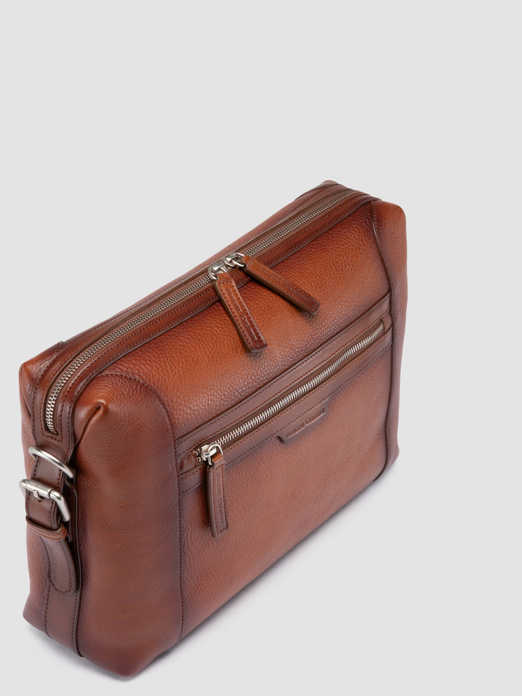 JULES 009 - Brown  Leather Briefcase - image 2,side view