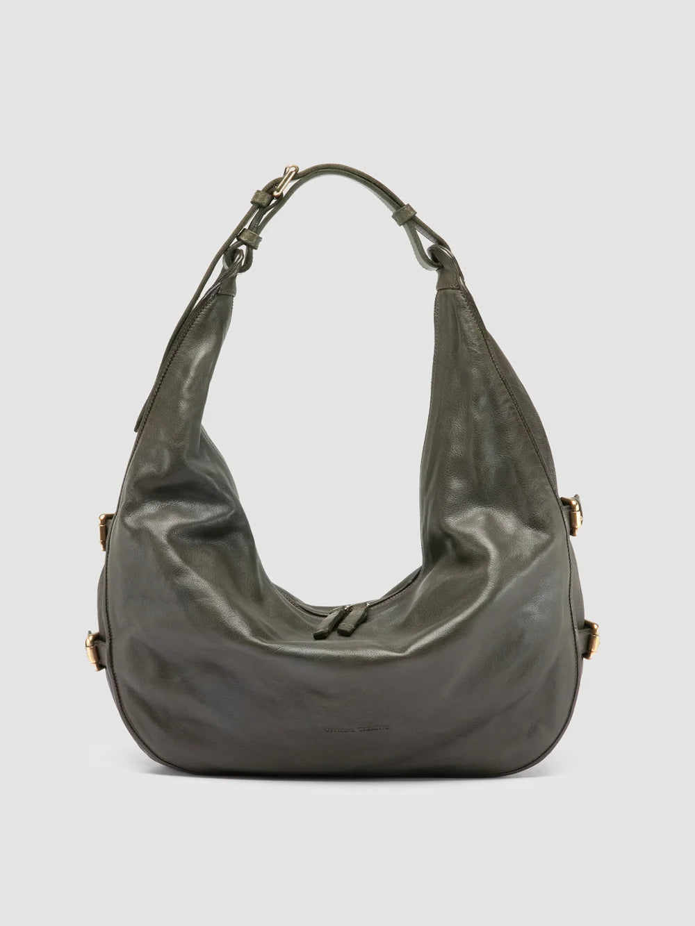 JULIE 015 - Green Leather Shoulder Bag - image 1,side view