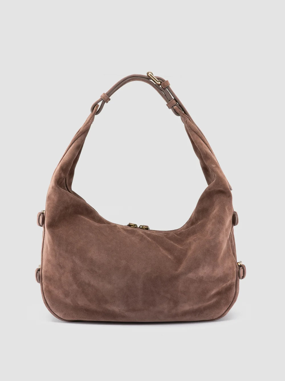 JULIE 015 - Brown Suede Shoulder Bag - image 4,side view