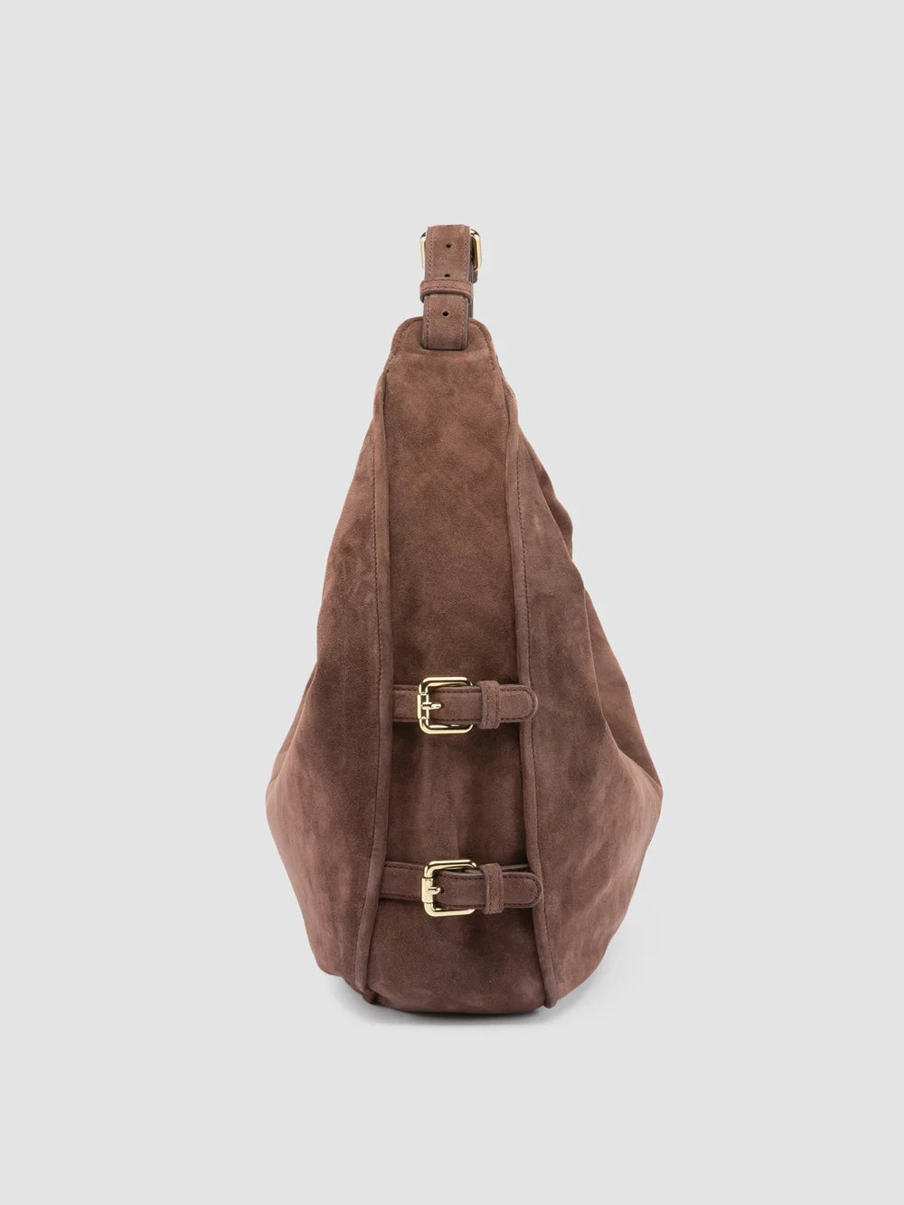 JULIE 015 - Brown Suede Shoulder Bag - image 5,side view