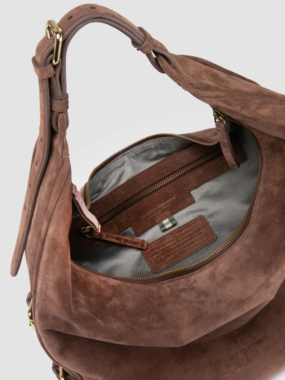 JULIE 015 - Brown Suede Shoulder Bag - image 6,side view