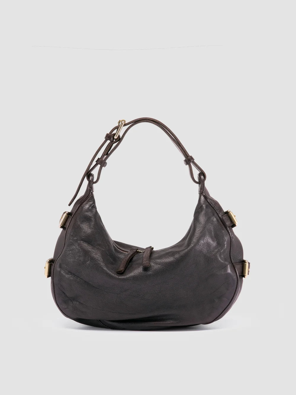 JULIE 016 - Brown Leather Shoulder Bag - image 1,side view