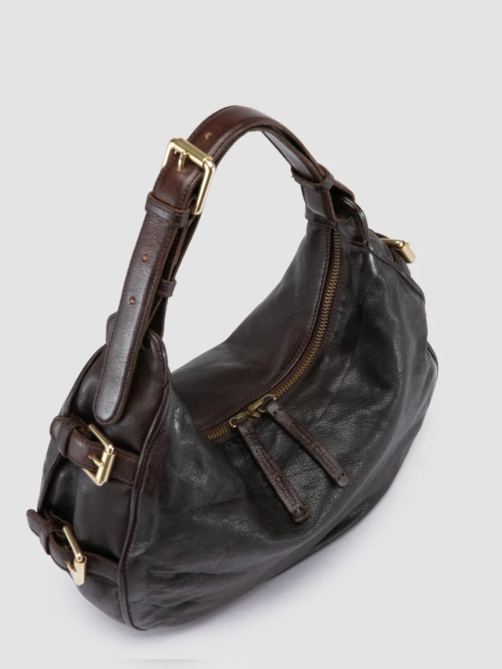 JULIE 016 - Brown Leather Shoulder Bag - image 2,side view