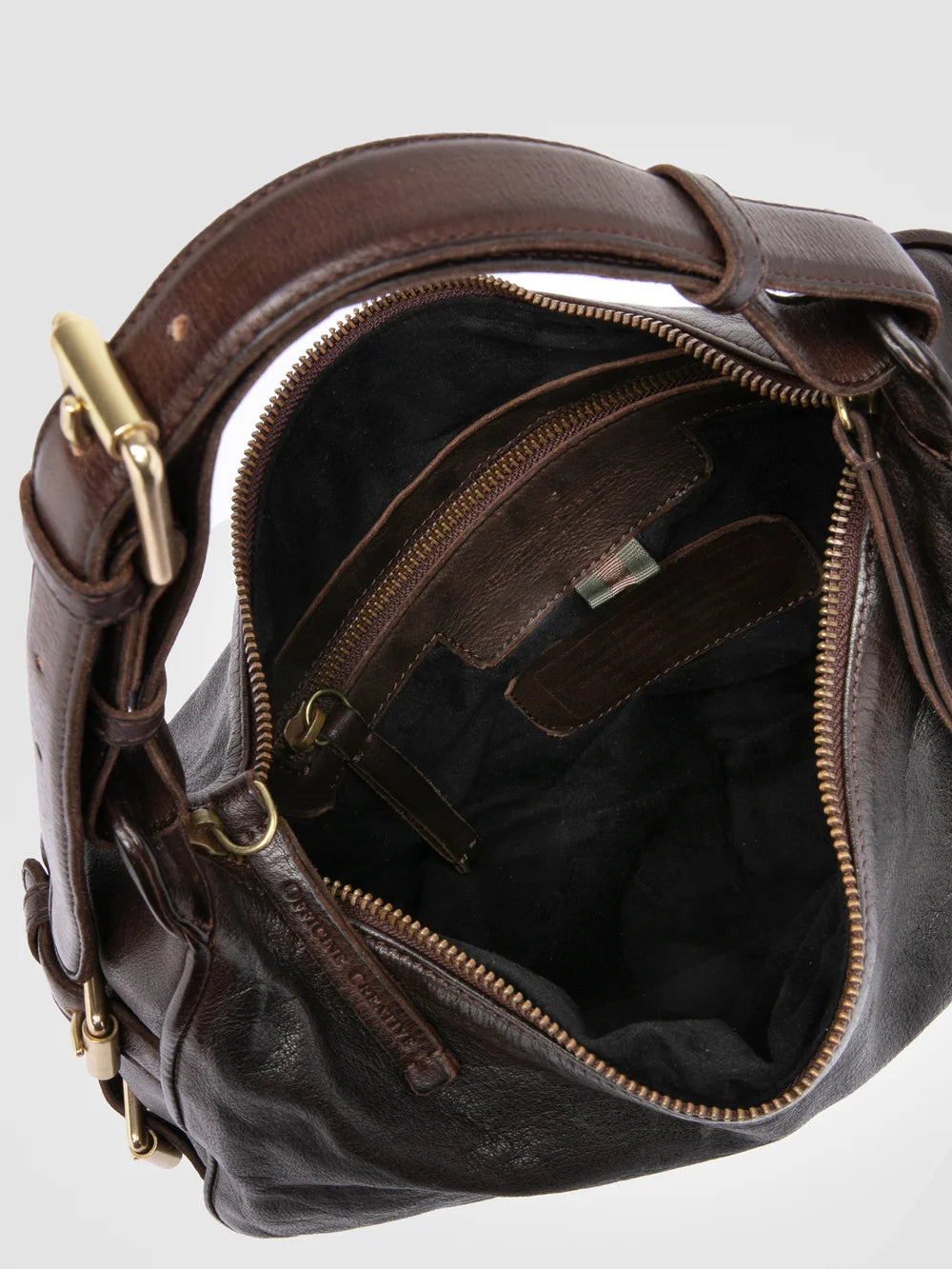 JULIE 016 - Brown Leather Shoulder Bag - image 6,side view
