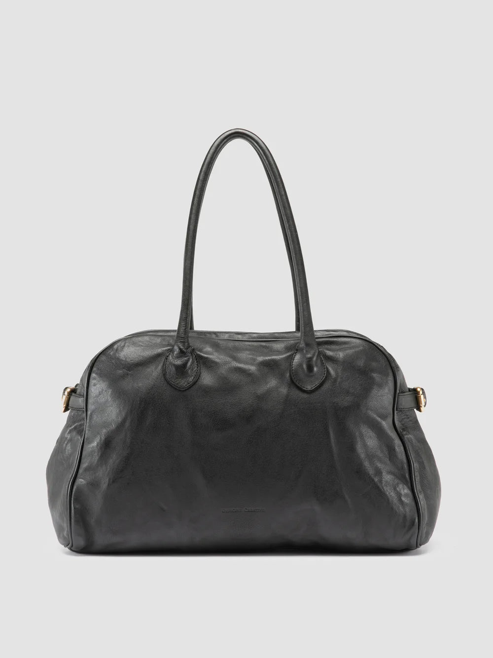 JULIE 019 - Black Leather Handle Bag - image 1,side view