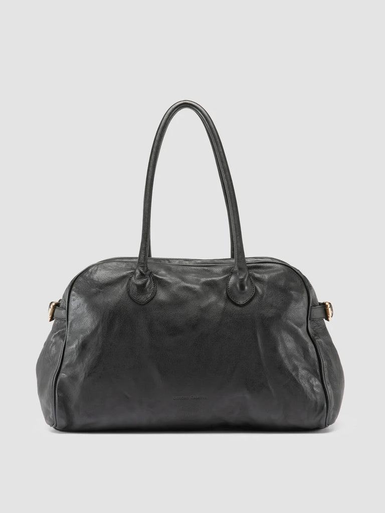 JULIE 019 - Black Leather Handle Bag