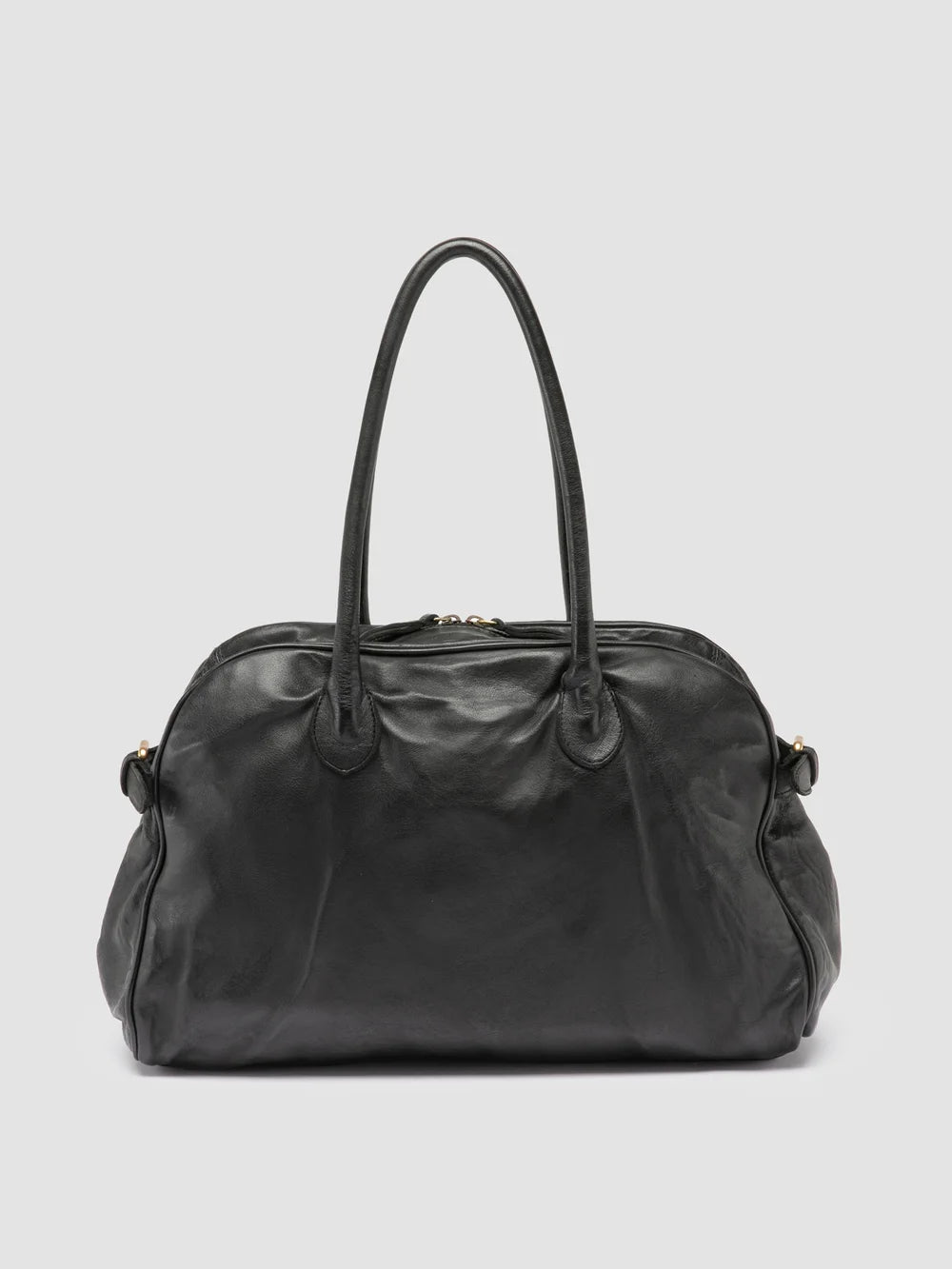 JULIE 019 - Black Leather Handle Bag - image 4,side view