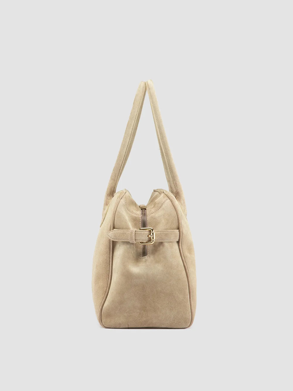 JULIE 019 - Beige Suede Handle Bag - image 3,side view