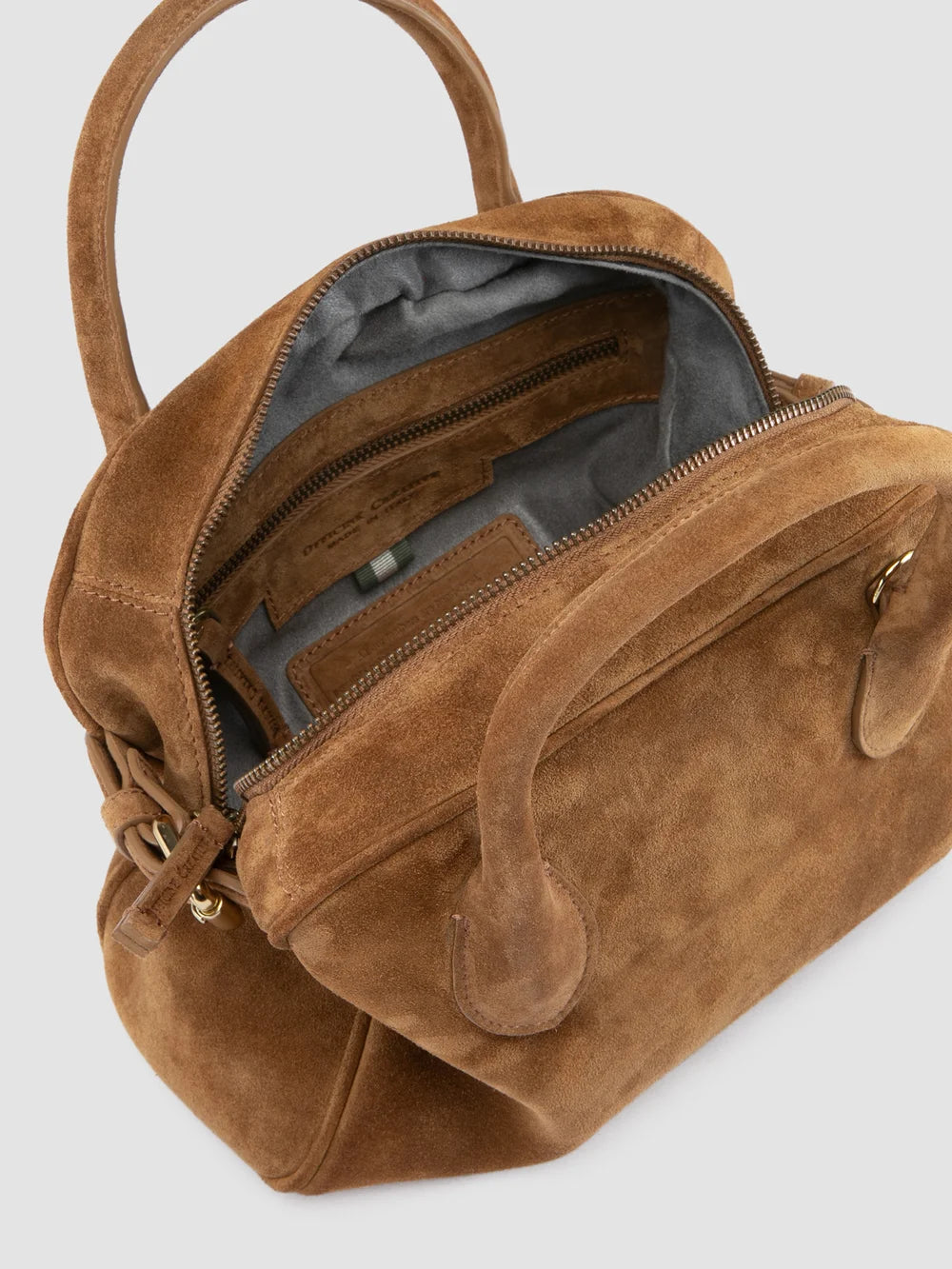 JULIE 020 - Brown Suede Handle Bag - image 6,side view