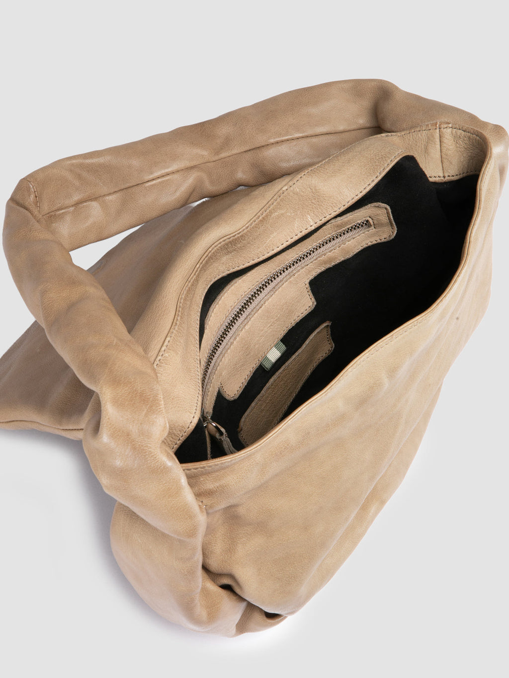 BOLINA 047 - Taupe Leather Crossbody Bag - image 5,side view