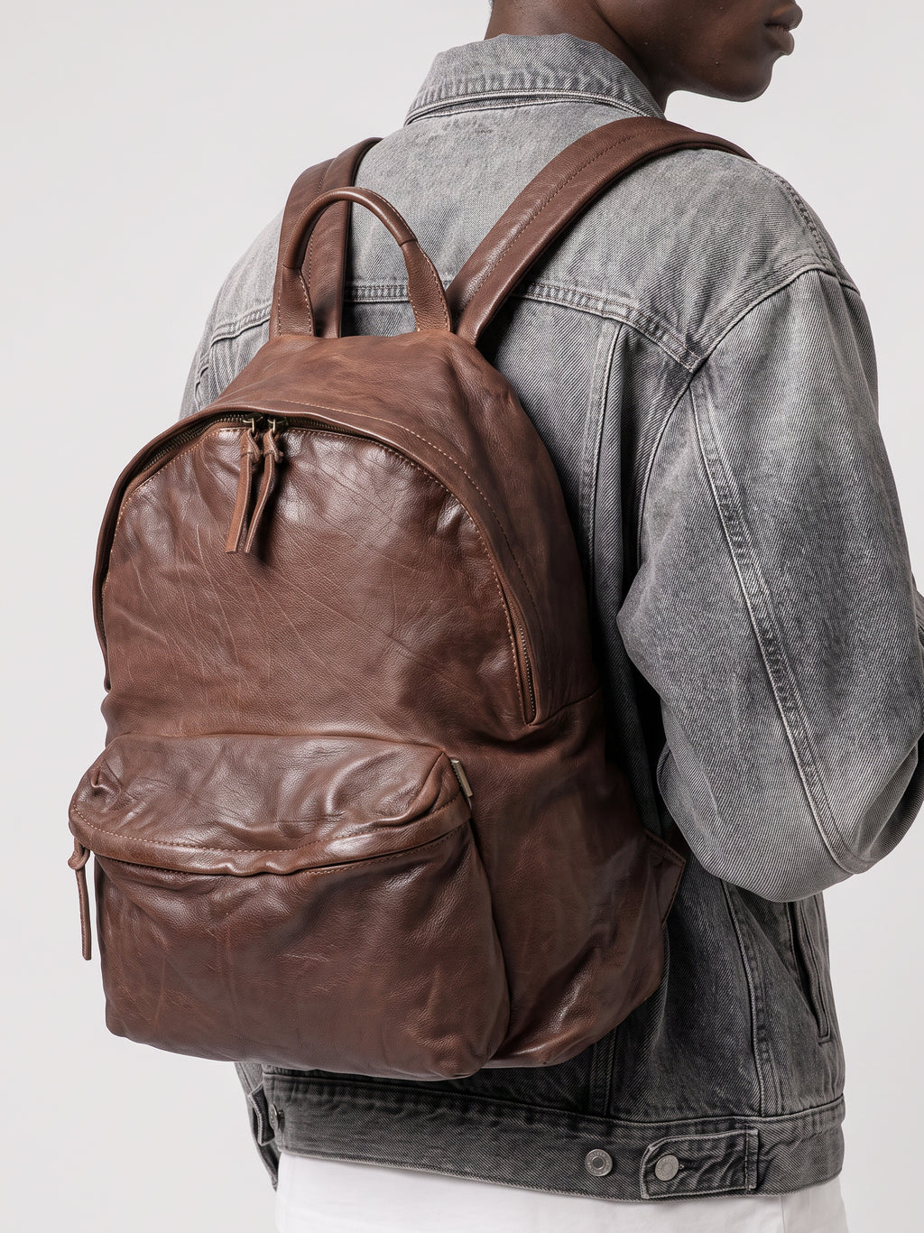 OC PACK 004 - Brown Leather Backpack - image 2,side view