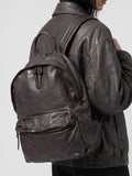 OC PACK 004 - Dark Brown Leather Backpack - thumb image 2,side view