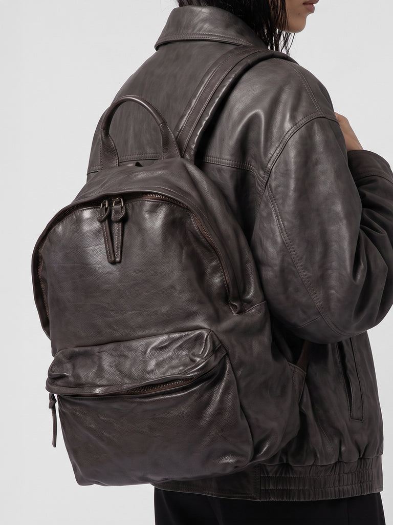 OC PACK 004 - Dark Brown Leather Backpack-hover