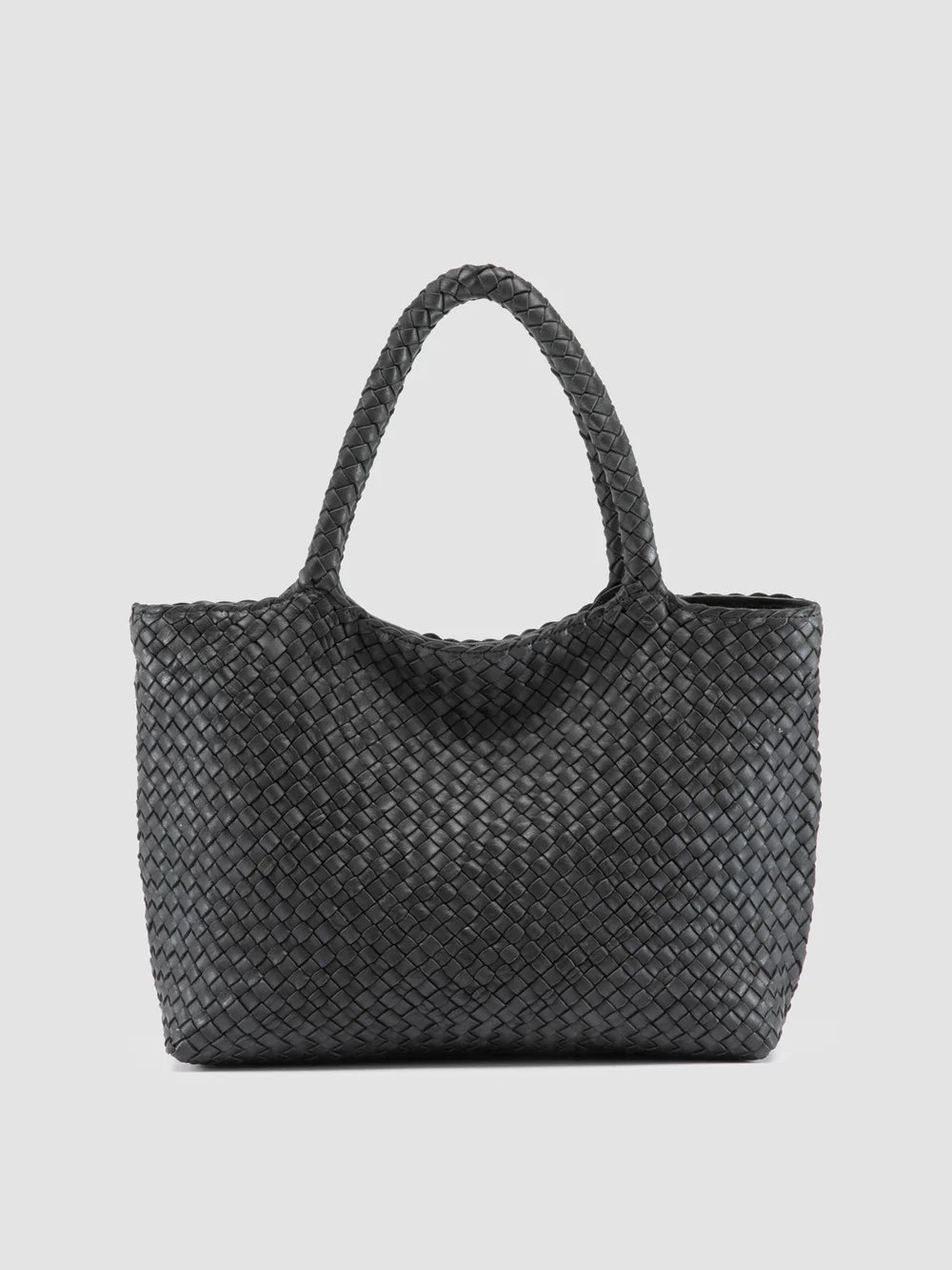 RAQUEL 001 - Black Leather Shoulder Bag - image 1,side view