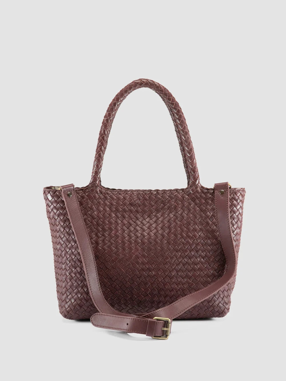 RAQUEL 001 - Burgundy Leather Shoulder Bag - image 4,side view