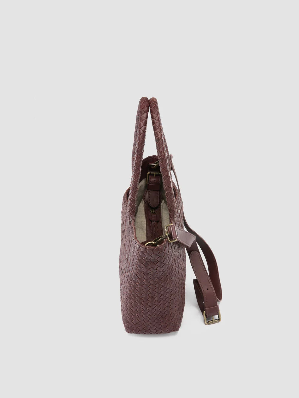 RAQUEL 001 - Burgundy Leather Shoulder Bag - image 5,side view