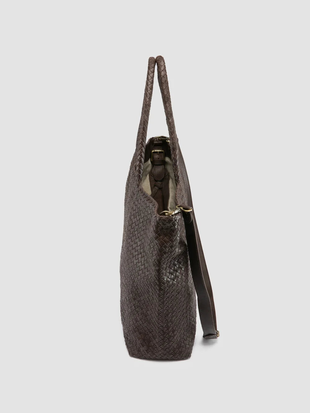 RAQUEL 002 - Brown Leather Shoulder Bag - image 5,side view